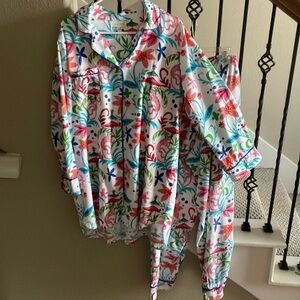 Jayes Studio Sz L (14-16) Pajamas Coloful Cotton Long Sleeve Lounge Set